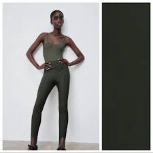 ZARA Moss Green Stirrup Leggings Women's.
